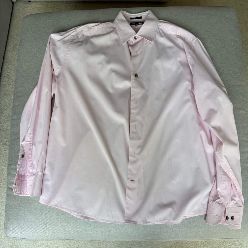 Express 1MX Men’s Pink Dress Shirt 17-17.5 36/37 Modern Fit Long Sleeve